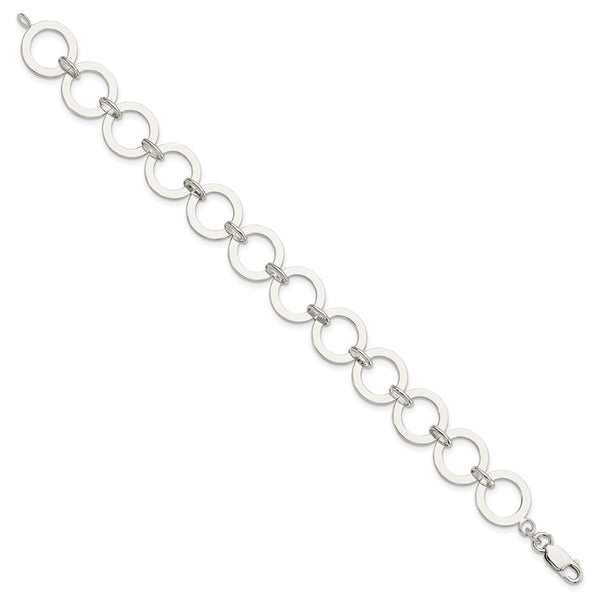 Sterling Silver 7.5-inch 13MM Fancy Lobster Clasp Circle Bracelet