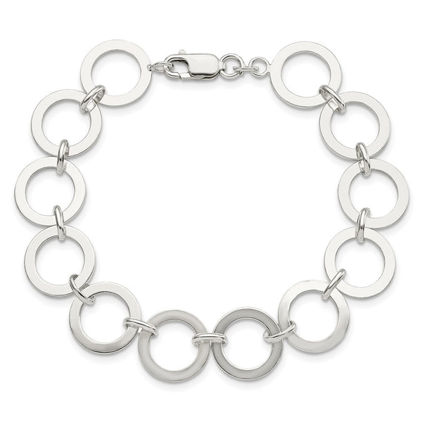 Sterling Silver 7.5-inch 13MM Fancy Lobster Clasp Circle Bracelet