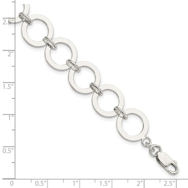 Sterling Silver 7.5-inch 13MM Fancy Lobster Clasp Circle Bracelet