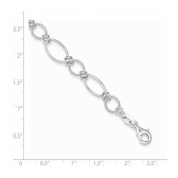 Sterling Silver 7.5-inch 9MM Lobster Clasp Fancy Circle Bracelet