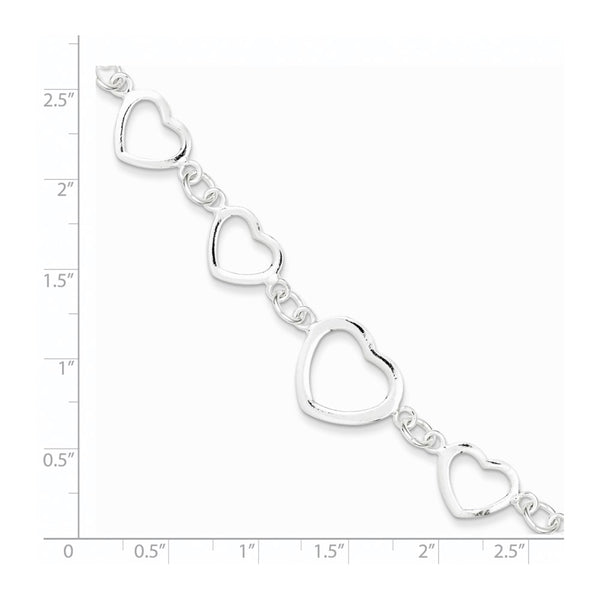 Sterling Silver 7.5-inch 14MM Fancy Lobster Clasp Heart Bracelet