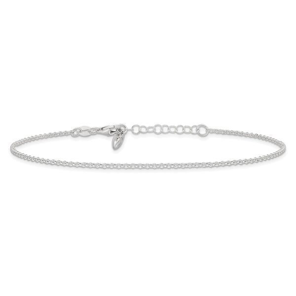 Sterling Silver 10-inch Heart Anklet