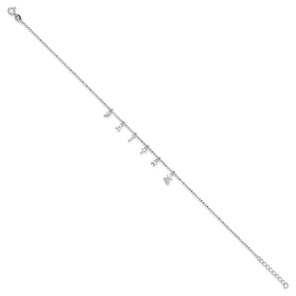 Sterling Silver 11-inch FAITH Anklet