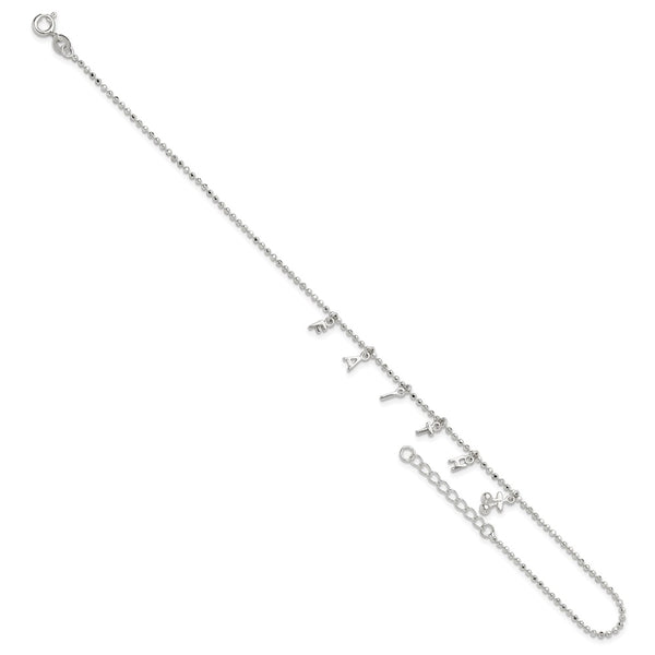 Sterling Silver 11-inch FAITH Anklet