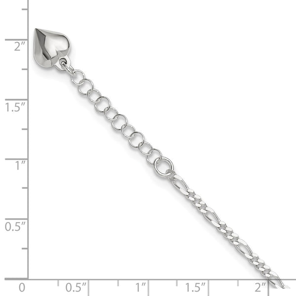 Sterling Silver 10-inch Heart Anklet