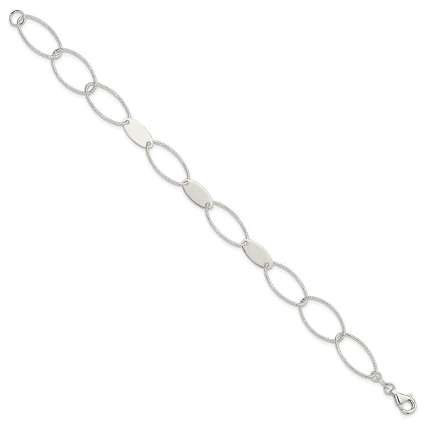 Sterling Silver 7.5-inch 11MM Fancy Lobster Clasp Bracelet