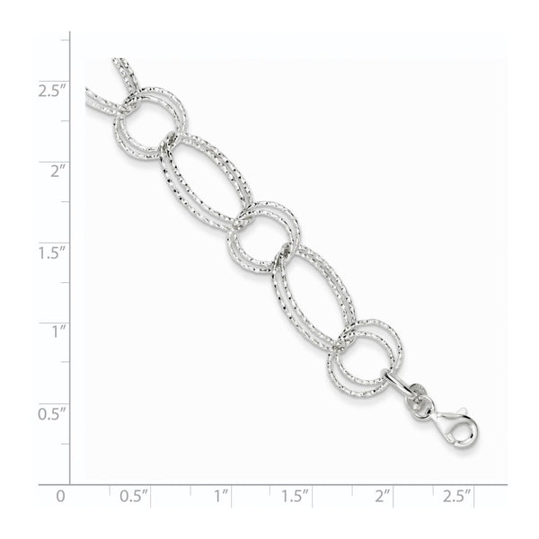 Sterling Silver 7-inch 12MM Fancy Lobster Clasp Bracelet