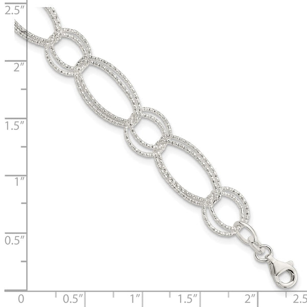 Sterling Silver 7-inch 12MM Fancy Lobster Clasp Bracelet