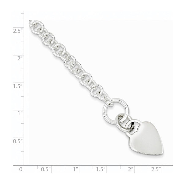 Engravable Sterling Silver 7.5-inch 6MM Heart Bracelet