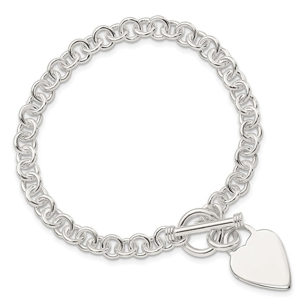 Engravable Sterling Silver 7.5-inch 6MM Heart Bracelet