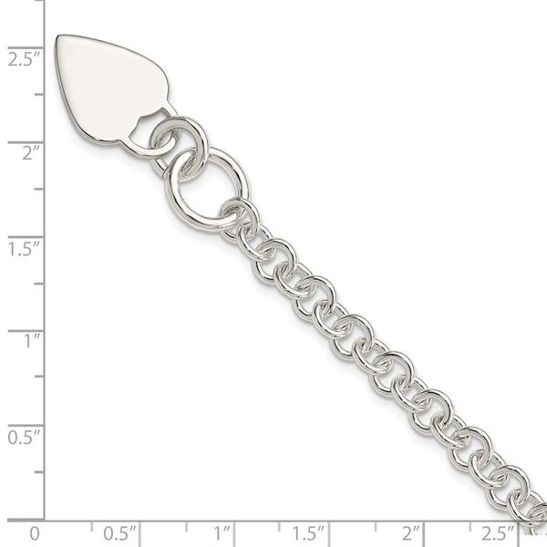 Engravable Sterling Silver 7.5-inch 6MM Heart Bracelet