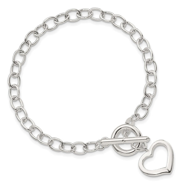 Sterling Silver 8.5-inch 5MM Heart Bracelet