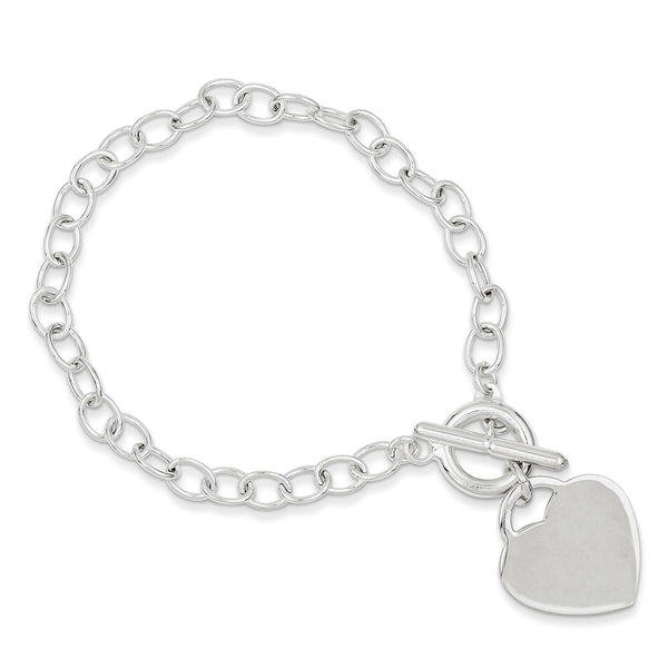 Engravable Sterling Silver 8.5-inch 5MM Heart Bracelet