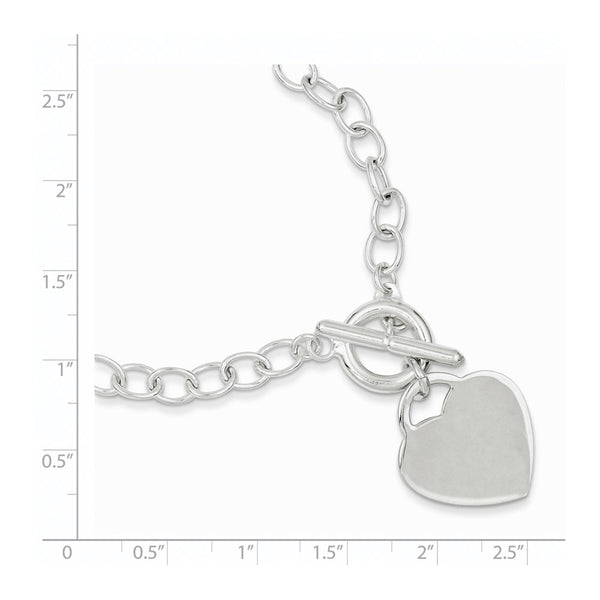 Engravable Sterling Silver 8.5-inch 5MM Heart Bracelet