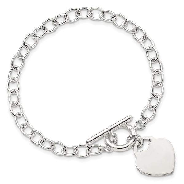 Engravable Sterling Silver 8.5-inch 5MM Heart Bracelet