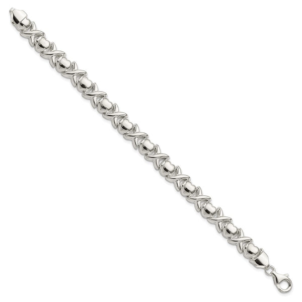 Sterling Silver 7-inch 9MM Heart XOXO Bracelet