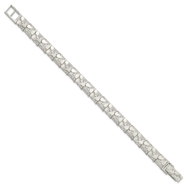 Sterling Silver 8-inch 9MM Nugget Bracelet