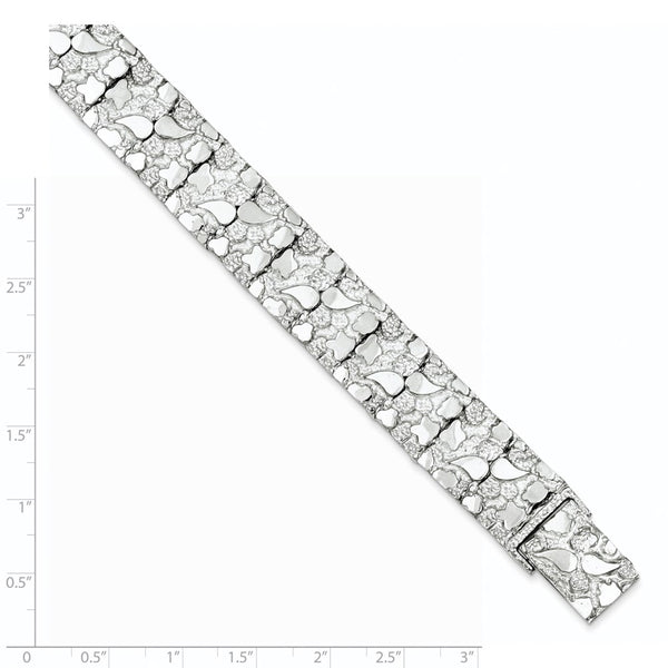 Sterling Silver 8.5-inch 15MM Nugget Bracelet