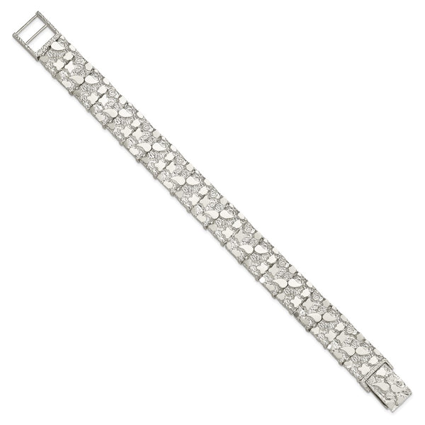 Sterling Silver 8.5-inch 15MM Nugget Bracelet