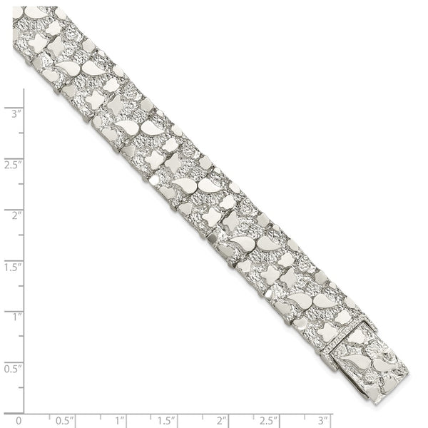 Sterling Silver 8.5-inch 15MM Nugget Bracelet