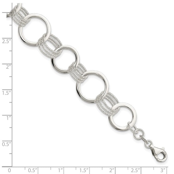 Sterling Silver 7.5-inch 16MM Fancy Lobster Clasp Circle Bracelet