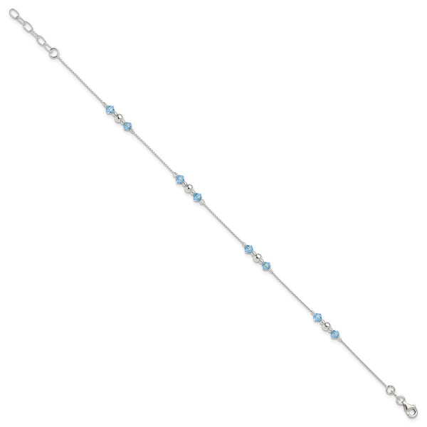 Sterling Silver Cubic Zirconia 10-inch Anklet