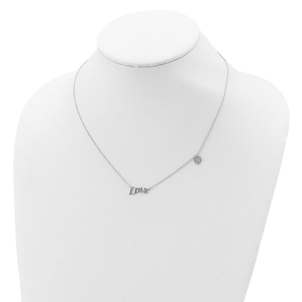 Heart & Love Sterling Silver Cubic Zirconia 18-inch Heart Necklace