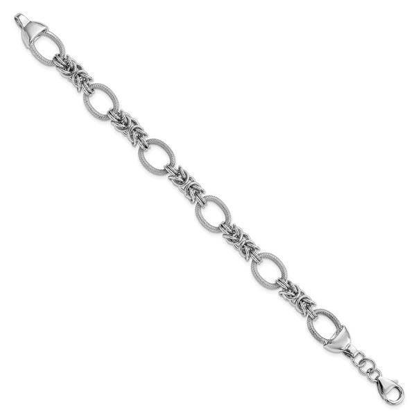 Sterling Silver 7.5-inch Lobster Clasp Fancy Bracelet