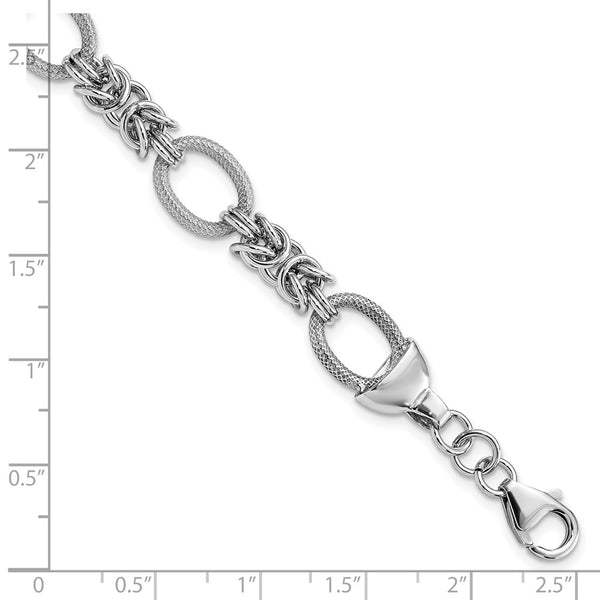 Sterling Silver 7.5-inch Lobster Clasp Fancy Bracelet