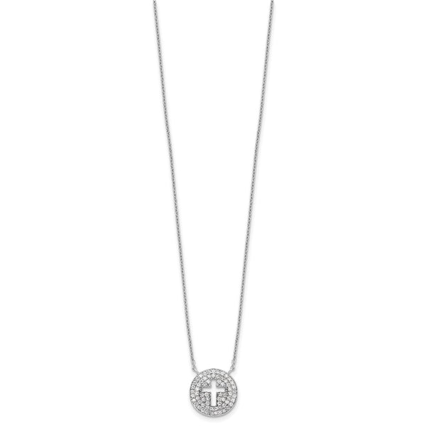 Sterling Silver Cubic Zirconia 18-inch Cross Necklace