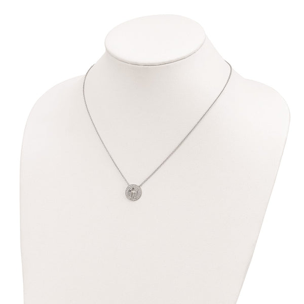 Sterling Silver Cubic Zirconia 18-inch Cross Necklace