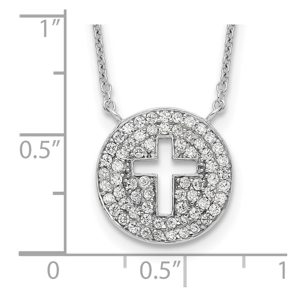 Sterling Silver Cubic Zirconia 18-inch Cross Necklace