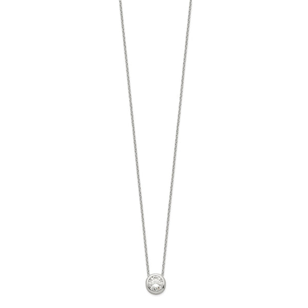 Sterling Silver 9MM Round Cubic Zirconia 18-inch Necklace