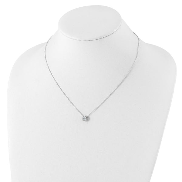 Sterling Silver 9MM Round Cubic Zirconia 18-inch Necklace