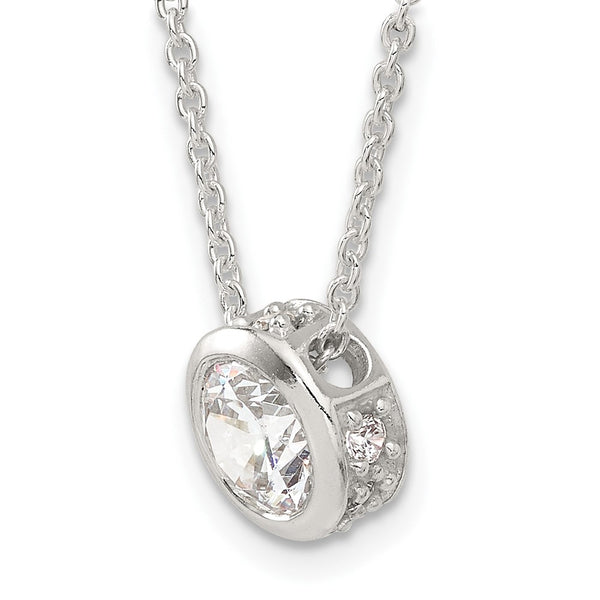 Sterling Silver 9MM Round Cubic Zirconia 18-inch Necklace