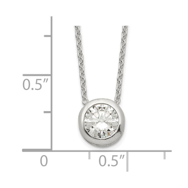 Sterling Silver 9MM Round Cubic Zirconia 18-inch Necklace