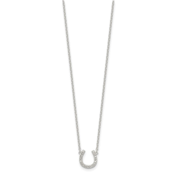 Sterling Silver Cubic Zirconia 16-inch Horseshoe Necklace