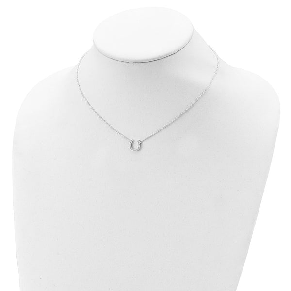 Sterling Silver Cubic Zirconia 16-inch Horseshoe Necklace