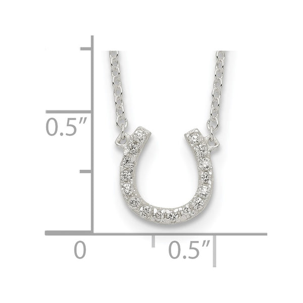 Sterling Silver Cubic Zirconia 16-inch Horseshoe Necklace