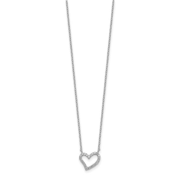 Sterling Silver Cubic Zirconia 18-inch Heart Necklace