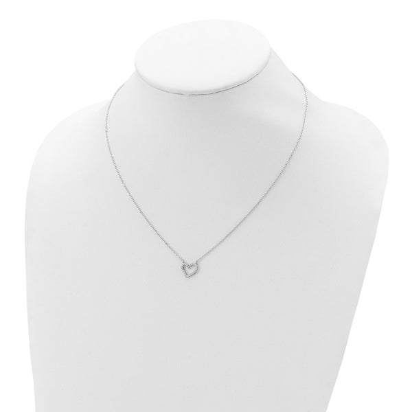 Sterling Silver Cubic Zirconia 18-inch Heart Necklace