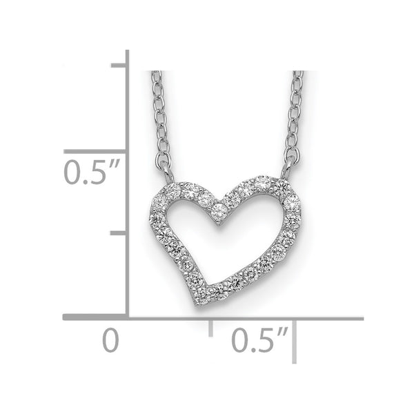 Sterling Silver Cubic Zirconia 18-inch Heart Necklace