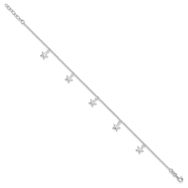 Sterling Silver 10-inch Starfish Anklet