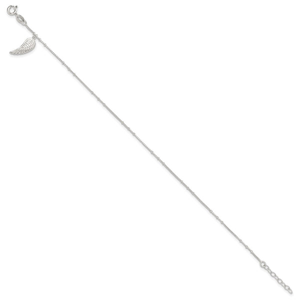 Sterling Silver 10-inch Wing Anklet