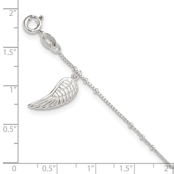 Sterling Silver 10-inch Wing Anklet