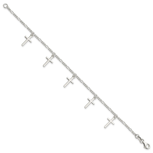 Sterling Silver 7.5-inch Cross Bracelet