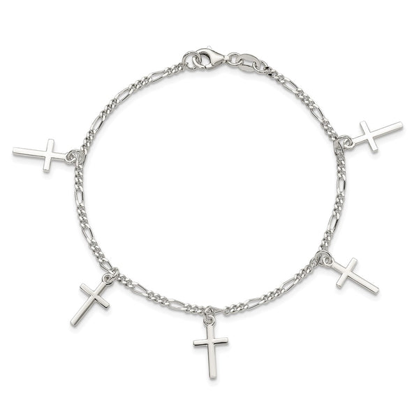 Sterling Silver 7.5-inch Cross Bracelet