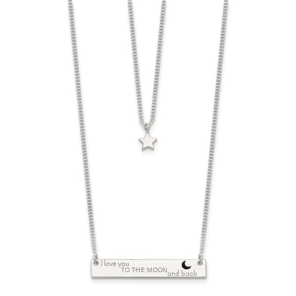 Sterling Silver 16-inch I Love You To The Moon And Back Layered Necklace