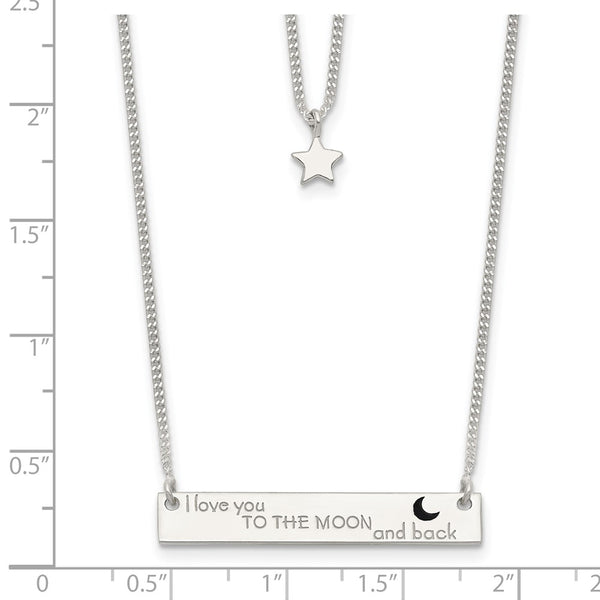 Sterling Silver 16-inch I Love You To The Moon And Back Layered Necklace