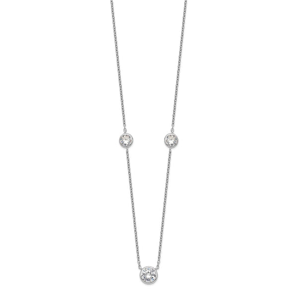 Sterling Silver Cubic Zirconia 18-inch 3-Station Necklace